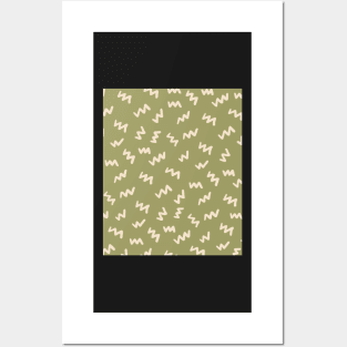 Olive Green  Abstract Mudcloth Lines Pattern Posters and Art